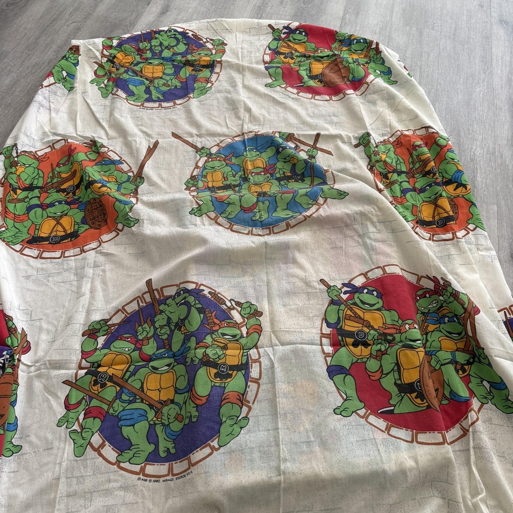 Vintage Ninja Turtles TMNT Twin Flat & fitted Sheet Kids Cartoon 1990 - Picture 5 of 5